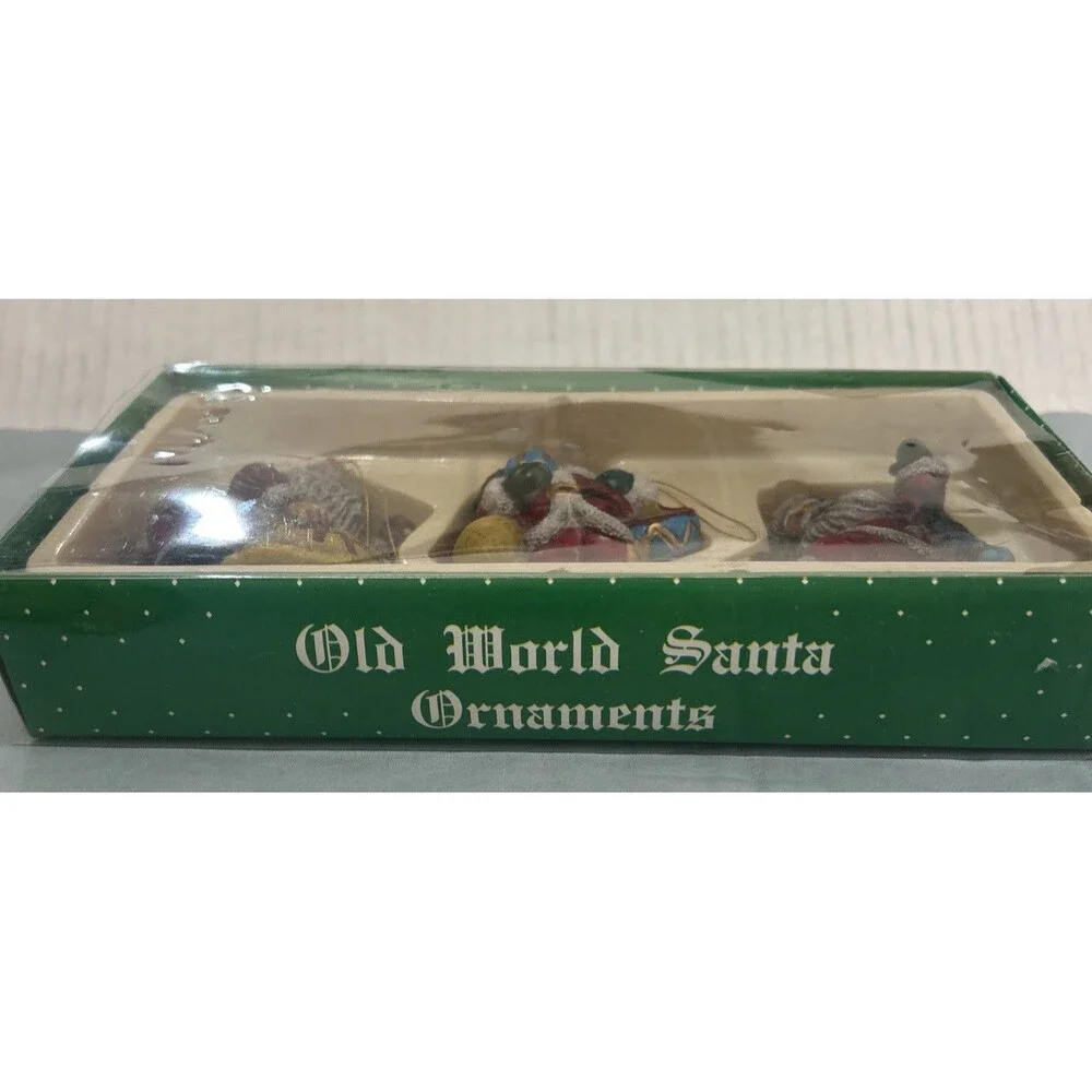 Vintage Old World Santa Ornaments Christmas Tree Decor Set of 3 Figurines